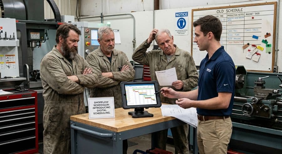 Introducing Scheduling Software to a Skeptical Shop Floor: A Change Management Playbook