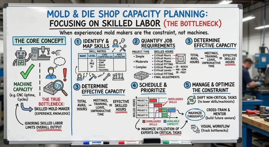 Capacity Planning for Mold & Die Shops: When Your Bottleneck Is One Machinist
