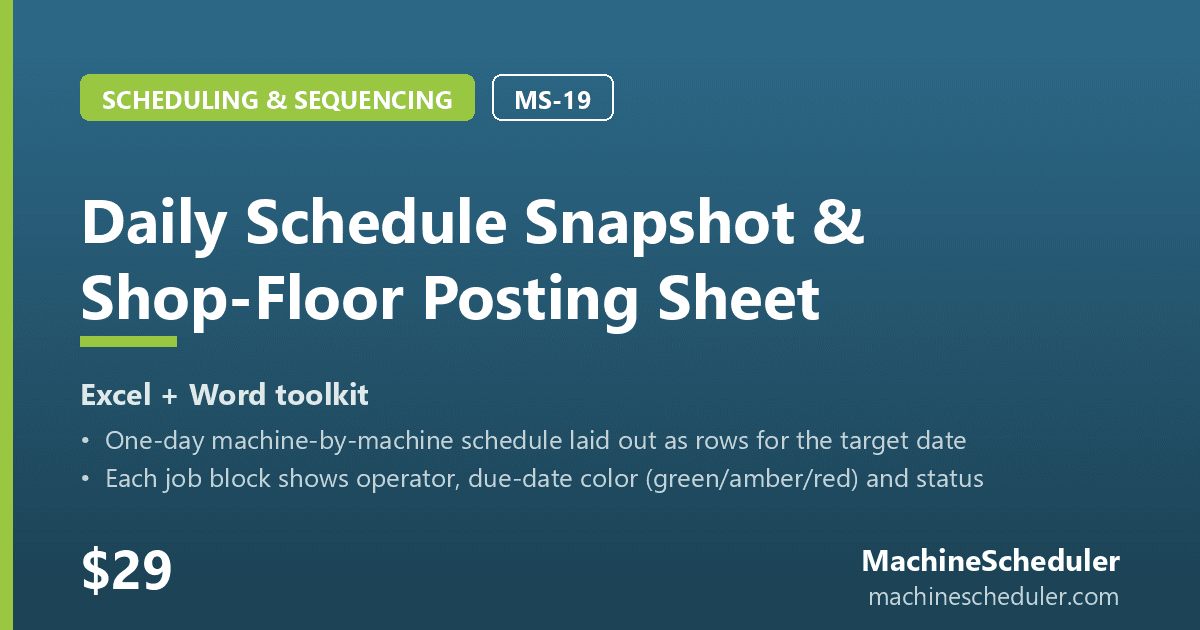 Daily Schedule Snapshot & Shop-Floor Posting Sheet