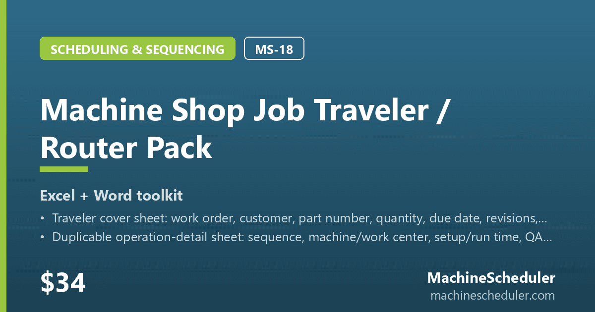 Machine Shop Job Traveler / Router Pack