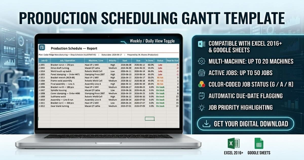 Production Scheduling Gantt Template
